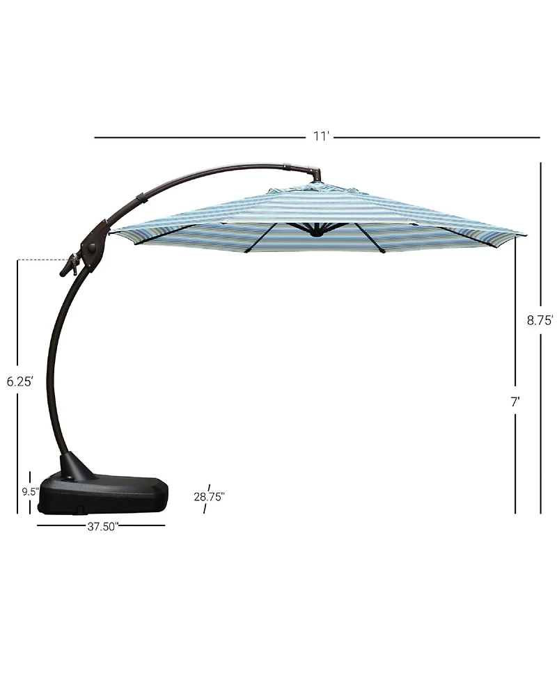 Mondawe 113 Sq Ft Cantilever Umbrella W/ Aluminum Pole & Uv-Resistant Canopy,Adjustable Tilt Crank