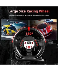 Nbcp 180°Gaming Steering Wheel with Dual Vibration & Pedals – Compatible with Xbox One, Xbox Series X|S, PS4, Pc, Switch, PS3, Xbox 360 & Android