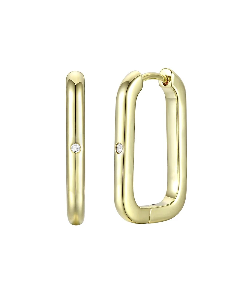 Rachel Glauber 14K Gold Plating with Clear Cubic Zirconia Hoop Earrings