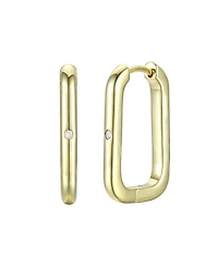 Rachel Glauber 14K Gold Plating with Clear Cubic Zirconia Hoop Earrings