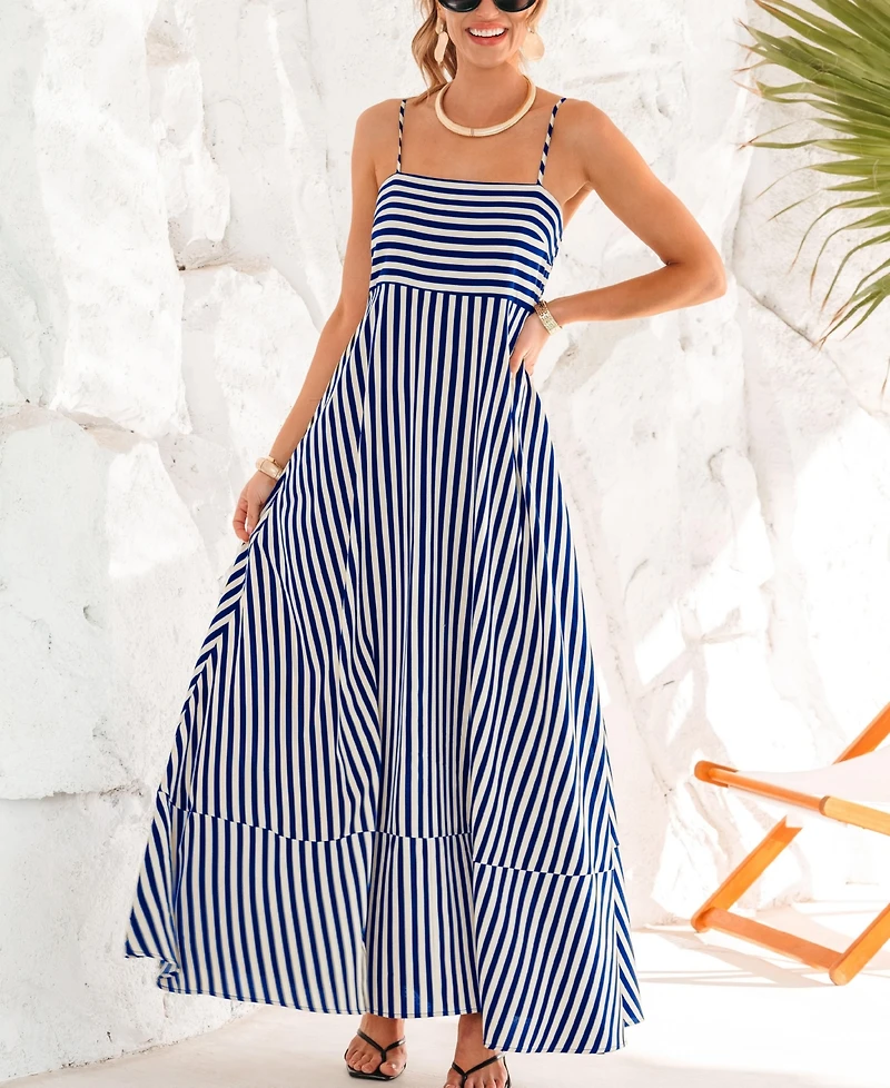 Cupshe Women's Subtle Lines Striped Maxi Beach Dress