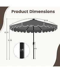 Gymax 9.3 Ft Solar Patio Umbrella w/ 32 Led Lights & Vented Top & Ruffles