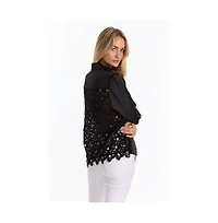 The Noli Shop Women's Amelia Silky Lace Blouse - Butter Yellow