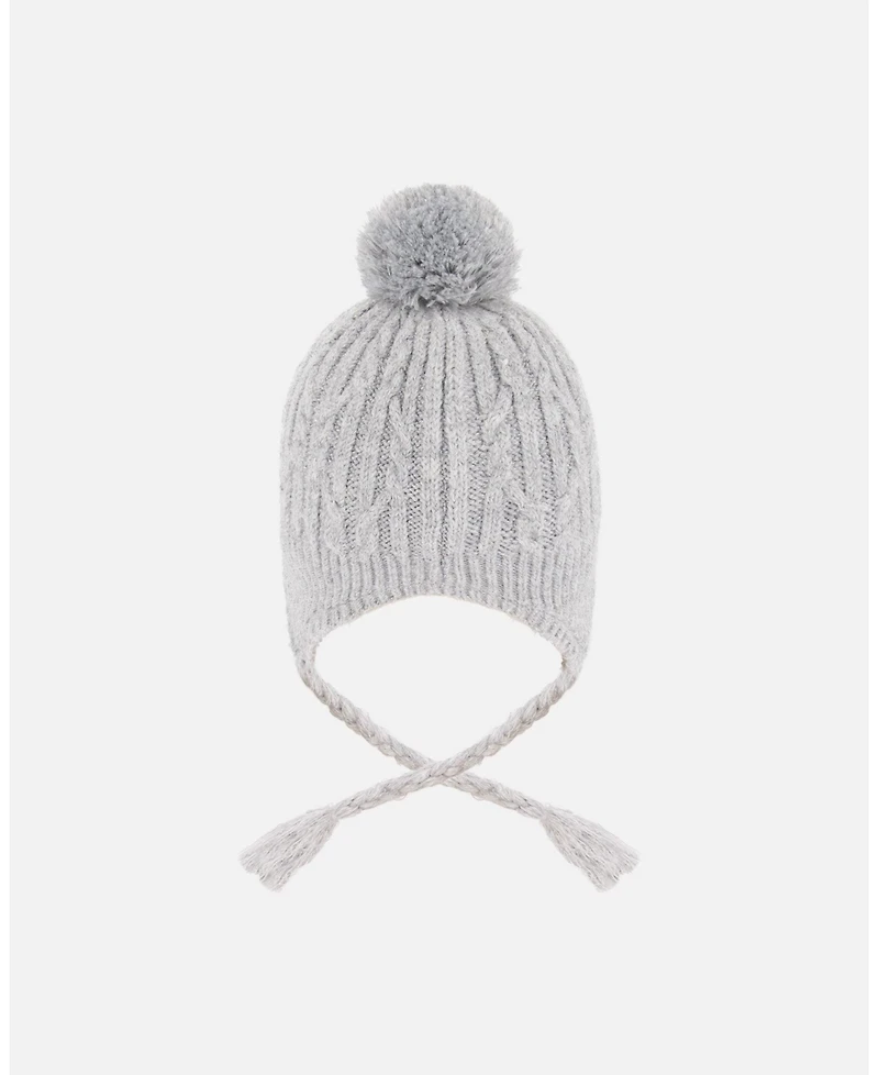 Deux par Kids Unisex Lined Winter Hat with Pompom Heather Gray - Toddler|Child