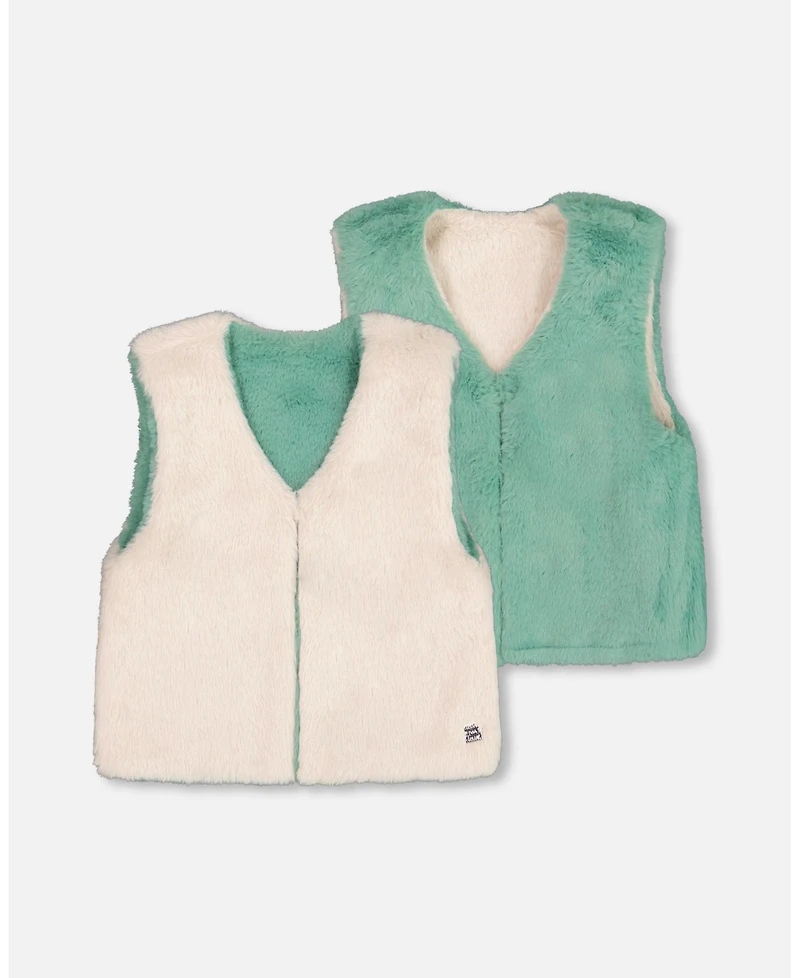 Deux par Big Girls Reversible Faux Fur Vest