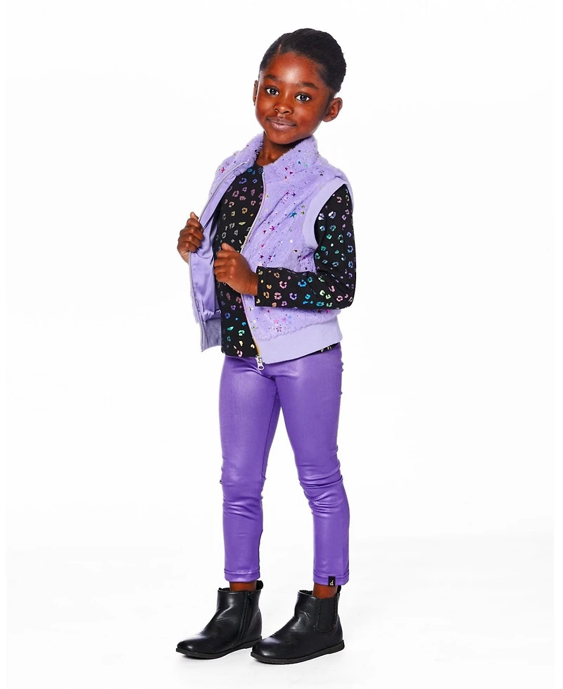 Deux par Girl Faux Fur Zipped Vest Lavender - Child