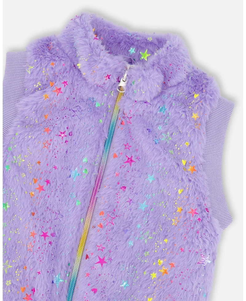 Deux par Girl Faux Fur Zipped Vest Lavender - Child
