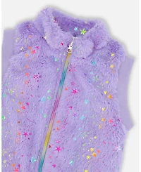 Deux par Girl Faux Fur Zipped Vest Lavender - Child