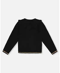 Deux par Girl Knitted Cardigan with Rhinestones Black