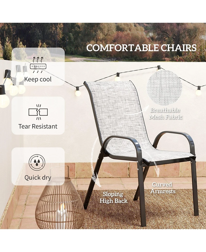 Outsunny Outdoor Bistro Set Small Patio Set w/ Stackable Chairs,