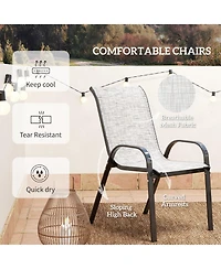 Outsunny Outdoor Bistro Set Small Patio Set w/ Stackable Chairs,