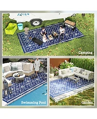 Outsunny Outdoor Rug, 9' x 18' Floor Mat, Rhombus