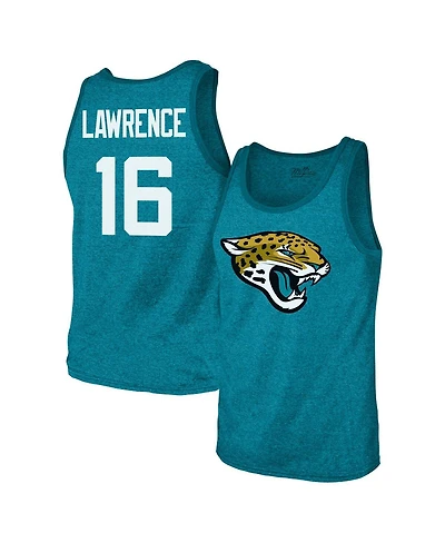 Majestic Threads Men's Trevor Lawrence Teal Jacksonville Jaguars Tri-Blend Player Name Number Tank Top T-Shirt