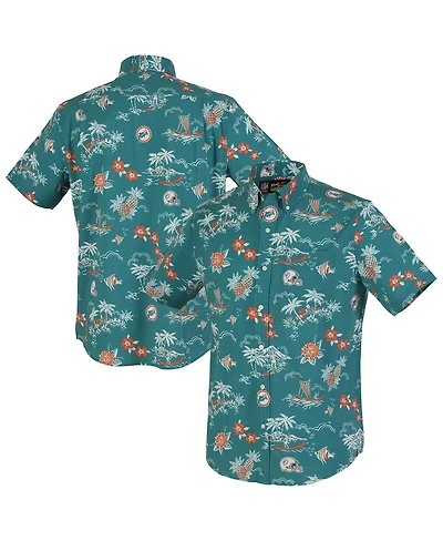 Reyn Spooner Men's Aqua Miami Dolphins Throwback Kekai Performance Button-Down Shirt