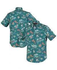 Reyn Spooner Men's Aqua Miami Dolphins Throwback Kekai Performance Button-Down Shirt