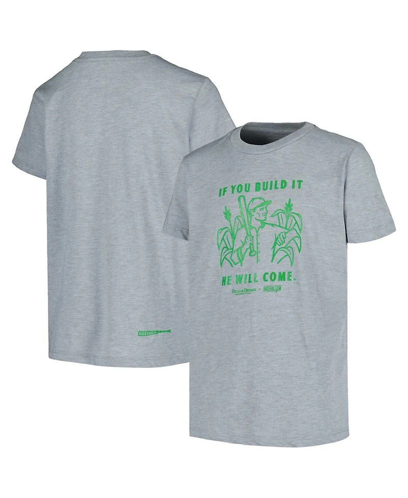 Baseballism Big Boys and Girls Heather Gray Field of Dreams Build It T-Shirt
