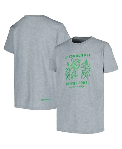Baseballism Big Boys and Girls Heather Gray Field of Dreams Build It T-Shirt