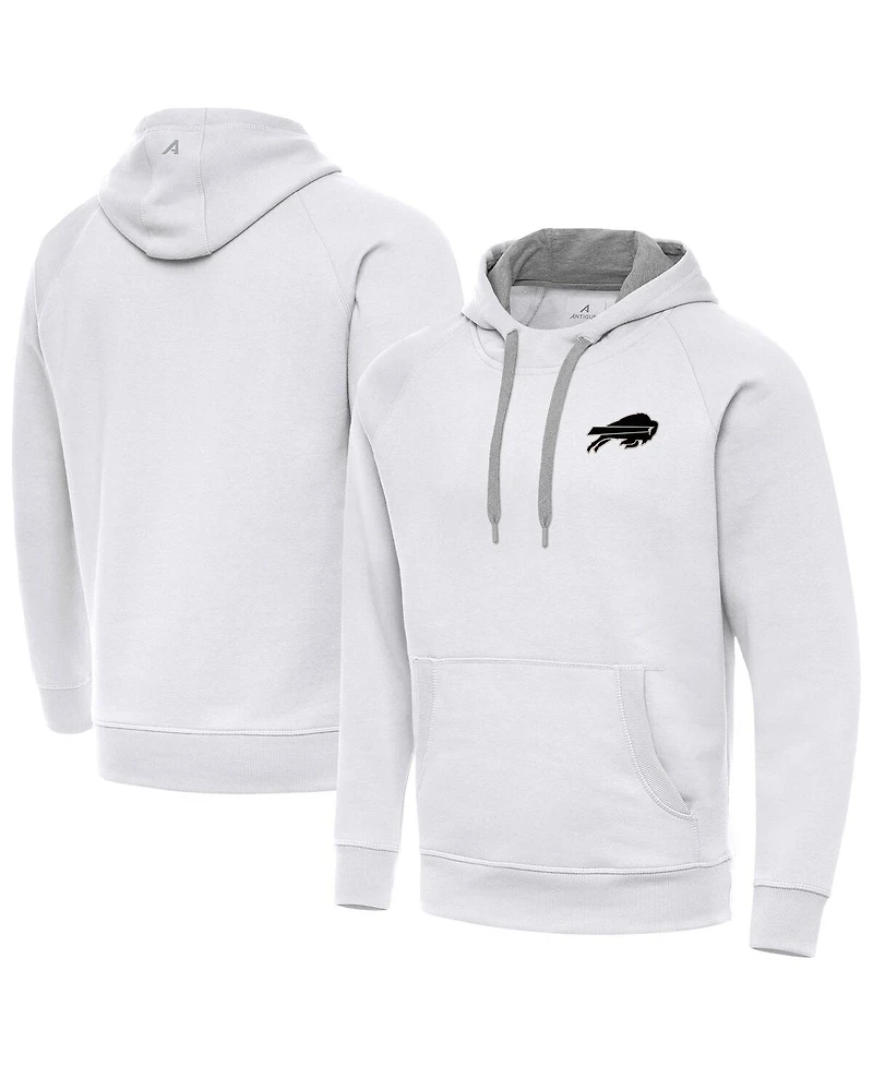 Antigua Men's White Buffalo Bills Brushed Carbon Victory Pullover Hoodie