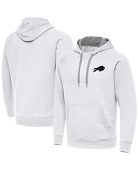 Antigua Men's White Buffalo Bills Brushed Carbon Victory Pullover Hoodie