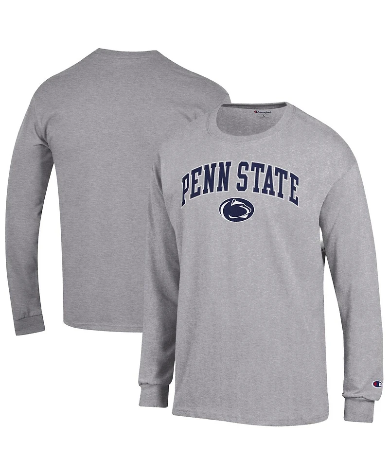 Champion Men's Heather Gray Penn State Nittany Lions Arch Over Logo Long Sleeve T-Shirt