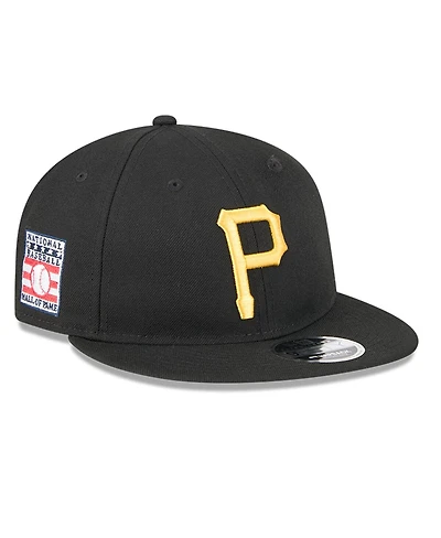 New Era Men's Black Pittsburgh Pirates Baseball Hall of Fame Retro Crown 9FIFTY Adjustable Hat