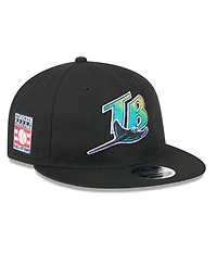New Era Men's Black Tampa Bay Rays Baseball Hall of Fame Retro Crown 9FIFTY Adjustable Hat