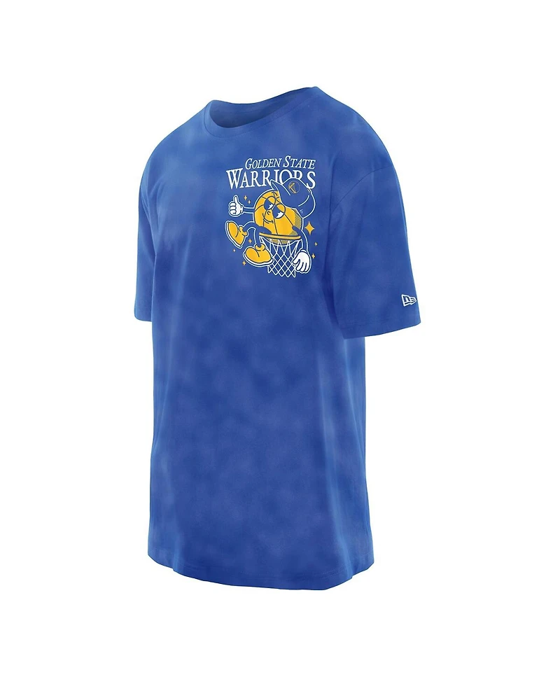 New Era Men's Royal Golden State Warriors Old School Sport Enzyme Wash Oversized T-Shirt