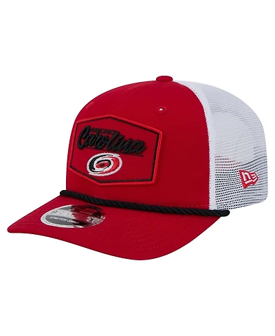 New Era Men's Red/White Carolina Hurricanes Team Patch Basic 9SEVENTY Adjustable Trucker Hat