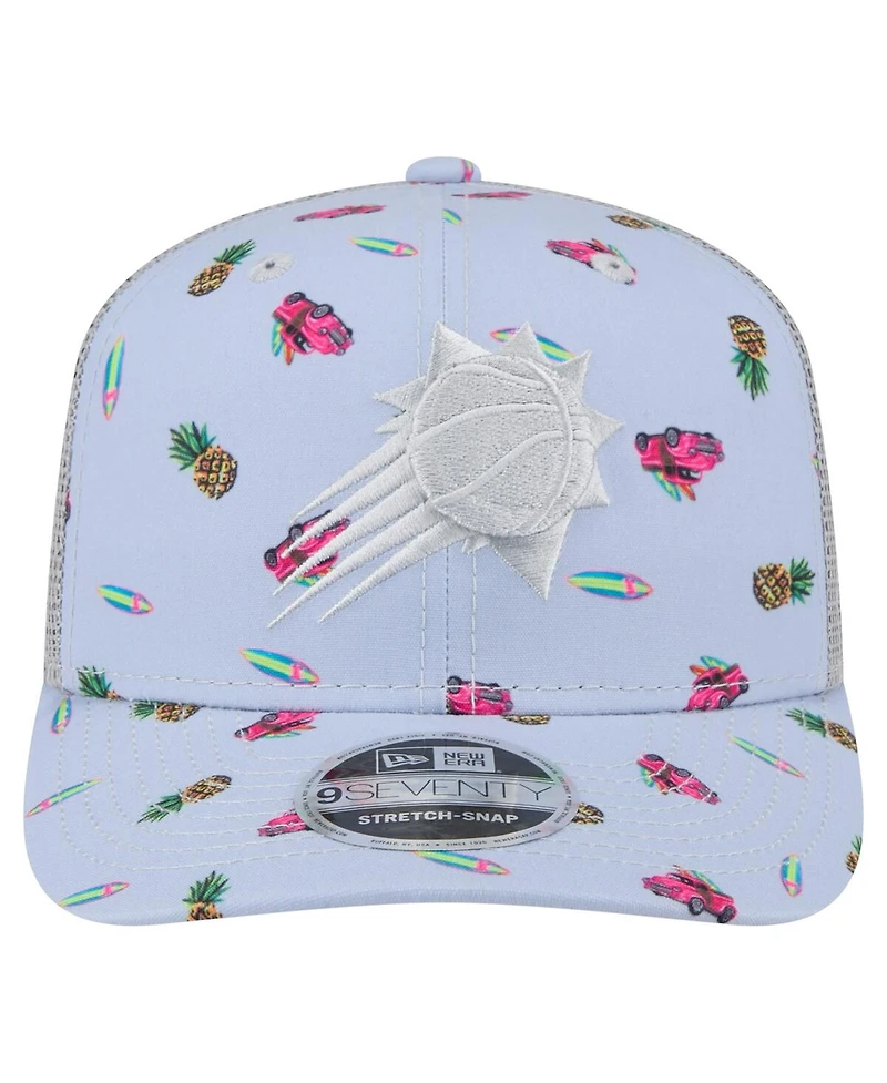 New Era Men's Light Blue/Gray Phoenix Suns Adventure Aloha Pattern 9SEVENTY Stretch-Snap Hat
