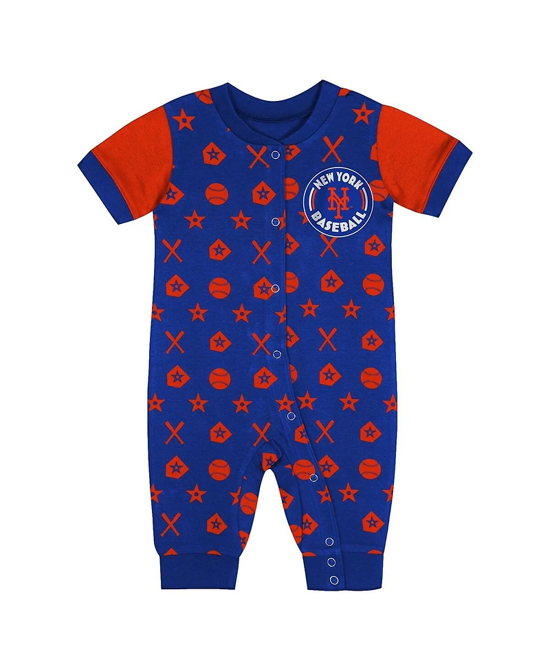Outerstuff Baby Boys and Girls Blue New York Mets Full-Snap Coverall Bodysuit
