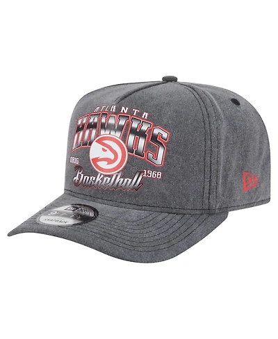 New Era Men's Charcoal Atlanta Hawks Throwback Washed Pre-Curved 9FIFTY Snapback Hat