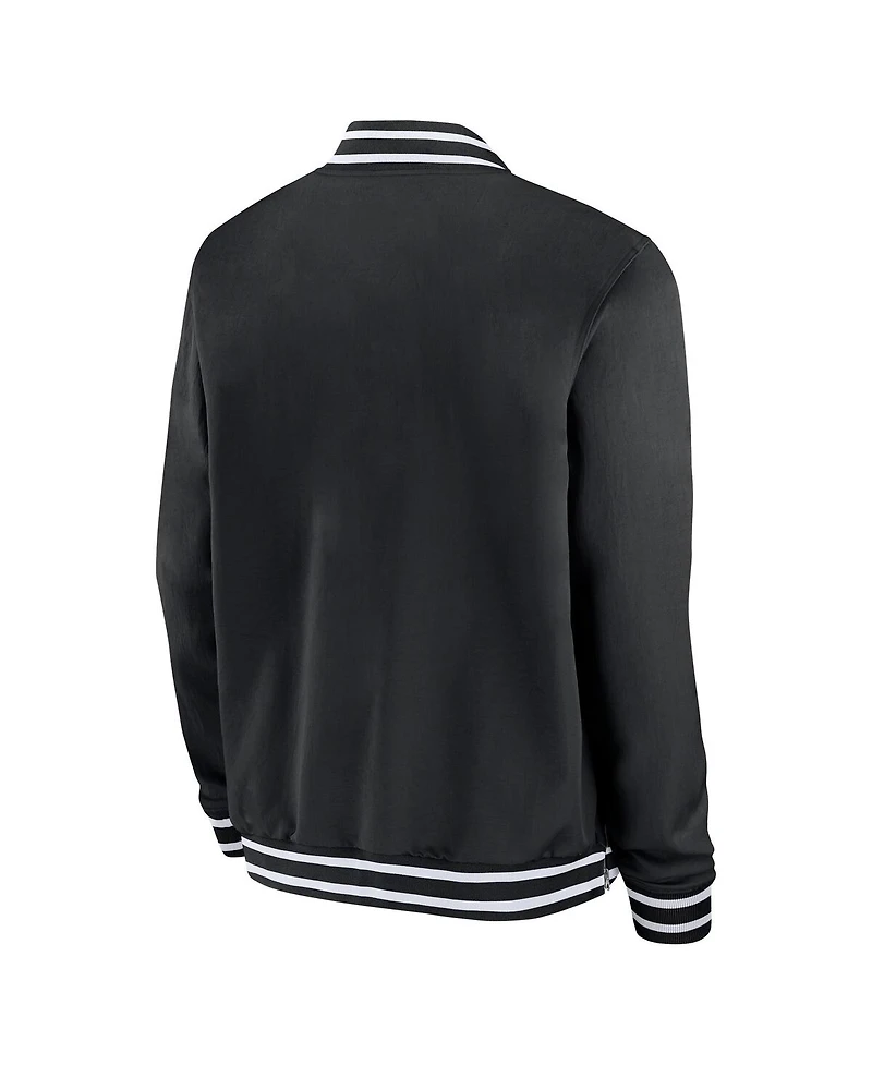 Nike Men's Black Rutgers Scarlet Knights Sideline Relaxed Full-Zip Bomber Jacket