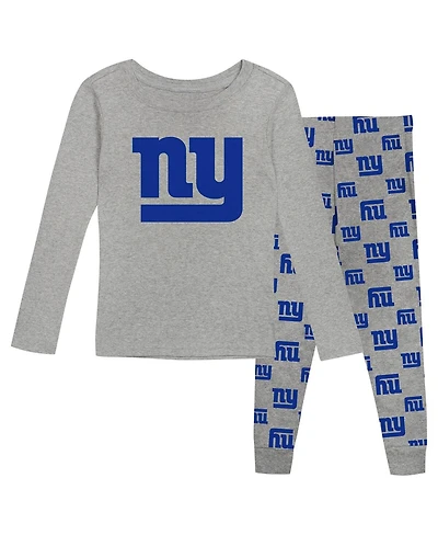 Outerstuff Preschool 2-Piece Heather Gray New York Giants Long Sleeve T-Shirt and Pants Sleep Set