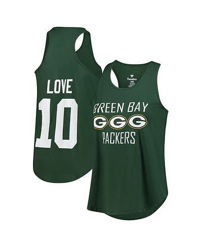Fanatics Women's Jordan Love Green Bay Packers Plus Name Number Tank Top
