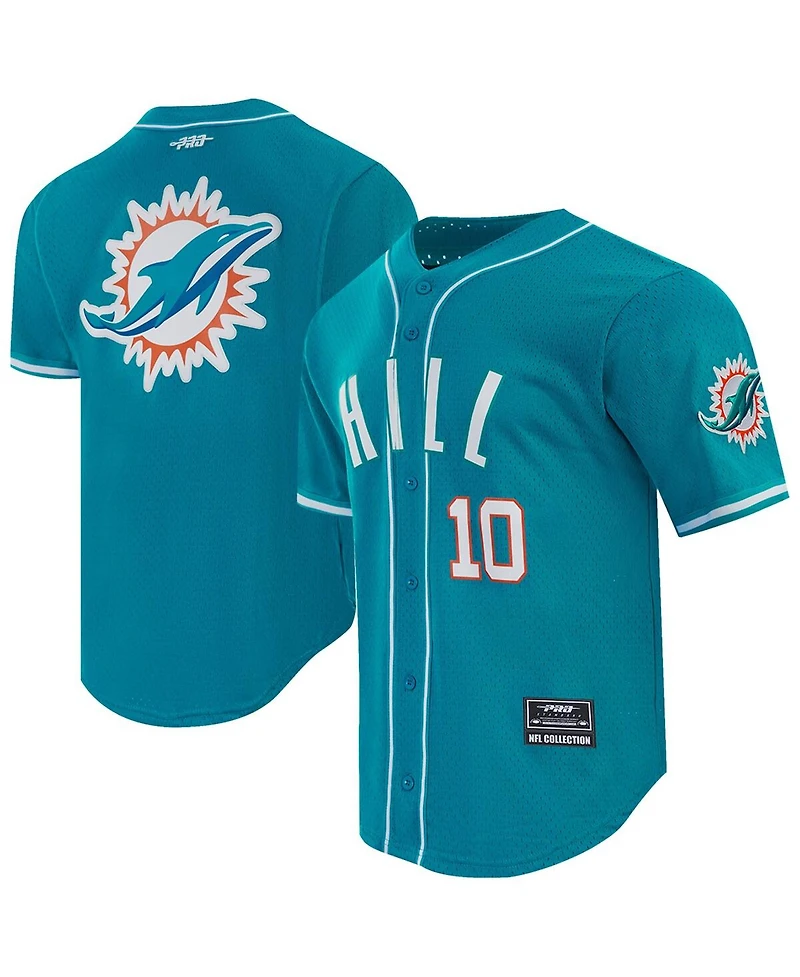 Pro Standard Men's Tyreek Hill Aqua Miami Dolphins Mesh Button-Up Baseball Jersey