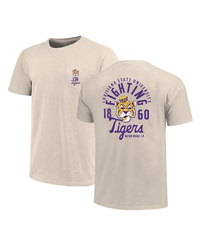 Image One Men's Cream Lsu Tigers Big Tall Mascot Overlay Essential Pocket T-Shirt