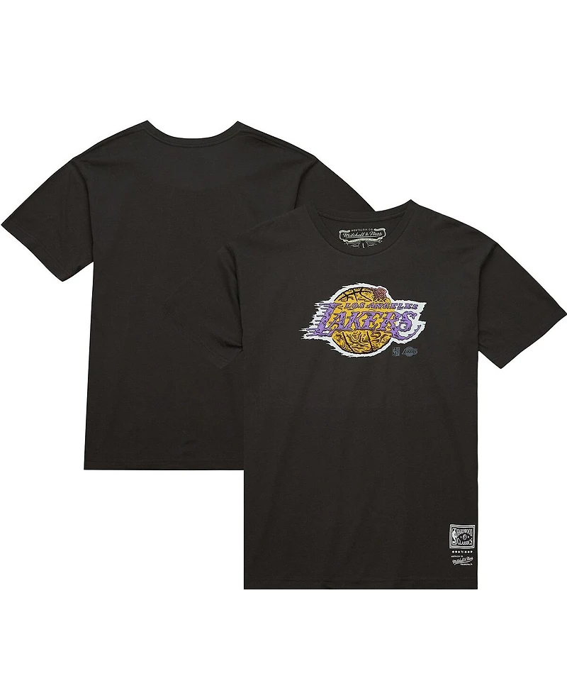 Mitchell & Ness Men's Black Los Angeles Lakers Hardwood Classics Deconstructed T-Shirt