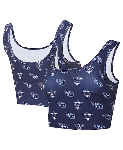 Concepts Sport Women's Navy Tennessee Titans Record Allover Print Bralette