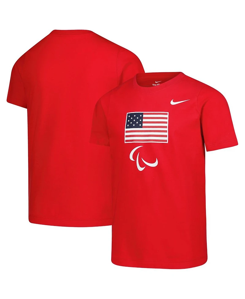 Nike Big Boys and Girls Red U.s. Paralympics Core T-Shirt