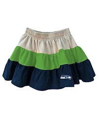 Wes & Willy Girls Toddler Neon Green/College Navy Seattle Seahawks Sleeveless Full-Zip Hoodie and Three Tier Skirt Set
