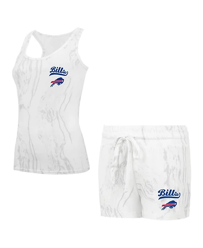 Concepts Sport Women's 2-Piece White Buffalo Bills Plus Quartz Tank Top and Shorts Set