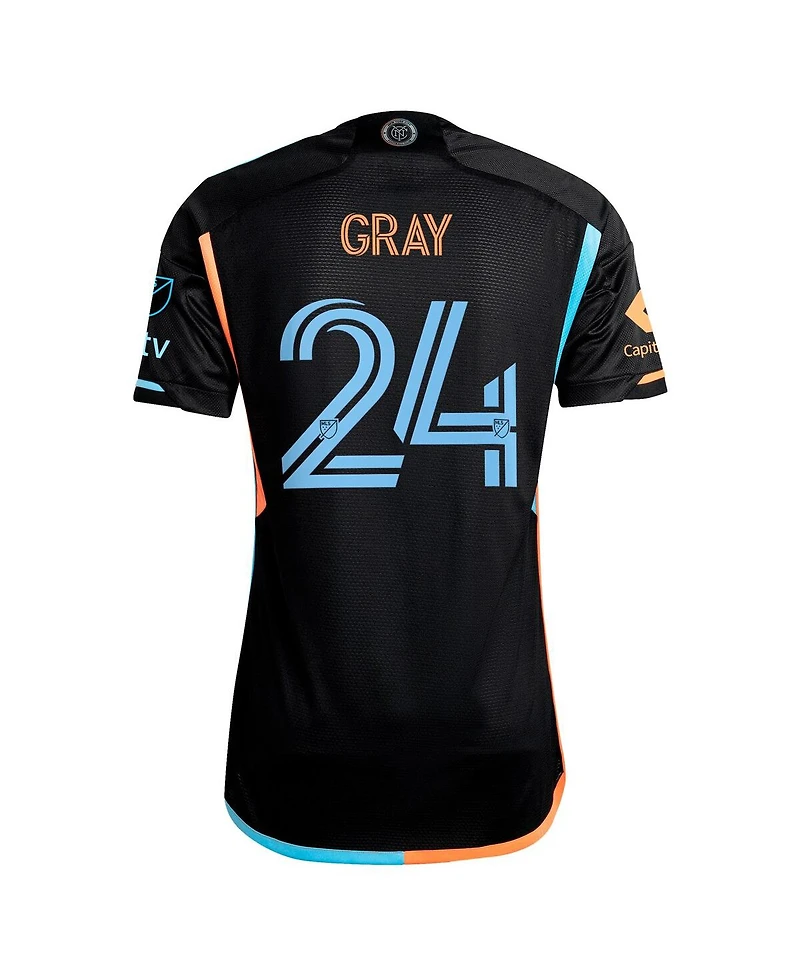 Adidas Men's Tayvon Gray Black New York City Fc 2024 24/7 Kit Authentic Player Jersey