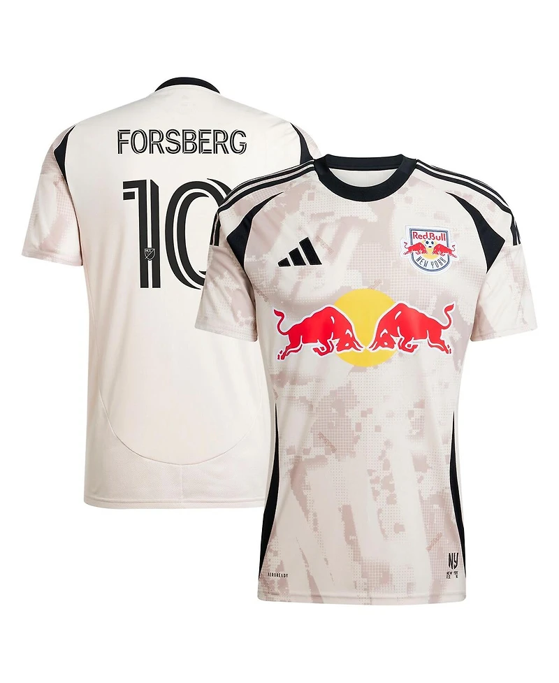 Adidas Men's Emil Forsberg Tan New York Red Bulls 2025 Stone Kit Replica Player Jersey