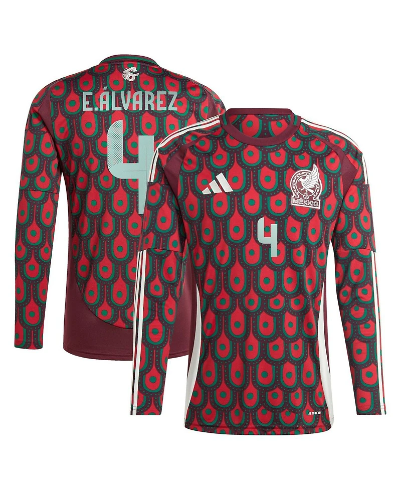 Adidas Men's Edson Alvarez Burgundy Mexico National Team 2024 Home Replica Player Long Sleeve Jersey
