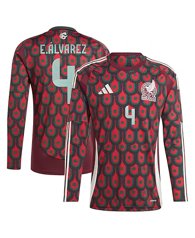 Adidas Men's Edson Alvarez Burgundy Mexico National Team 2024 Home Replica Player Long Sleeve Jersey