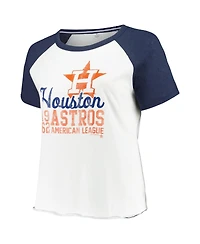 Soft As A Grape Women's White Houston Astros Plus Size Baseball Raglan T-Shirt