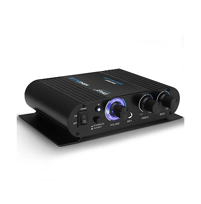 Pyle Bluetooth Mini Blue Compact Audio Amplifier - Aux Input, Push-Type Terminals, Includes Power Adapter, 90 Watt Amp