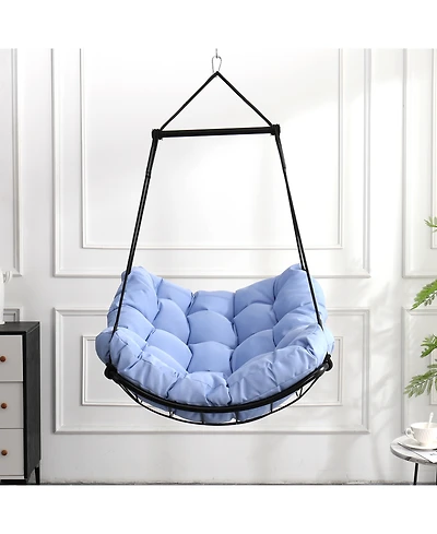 Flynama Hammock Chair Swing with Cushion - Outdoor Indoor Hanging Hammock Chair for Patio, Porch, Bedroom, Garden, Courtyard, Balcony