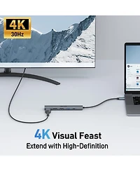 Acer 5-in-1 Usb-c Hub with 4K Hdmi, 100W Power Delivery, 3 Usb Ports, and Usb-c to Hdmi Multiport Adapter for Laptops, PCs, Tablets, MacBook, iPad, iP