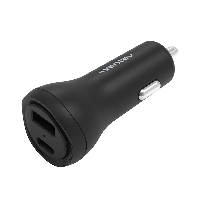 Ventev 32W Ultrafast Usb C and Usb A Universal Dual Car Charger-Black